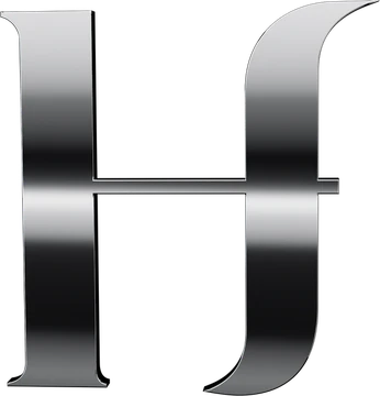 H Factor monogram in polished silver